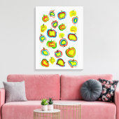 Funky Apfel Aquarellfrucht Design Leinwanddruck (Insitu (Wohnzimmer))