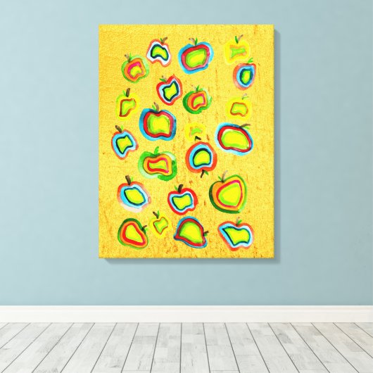 Funky Apfel Aquarellfrucht Design Leinwanddruck (Insitu (Holzboden))