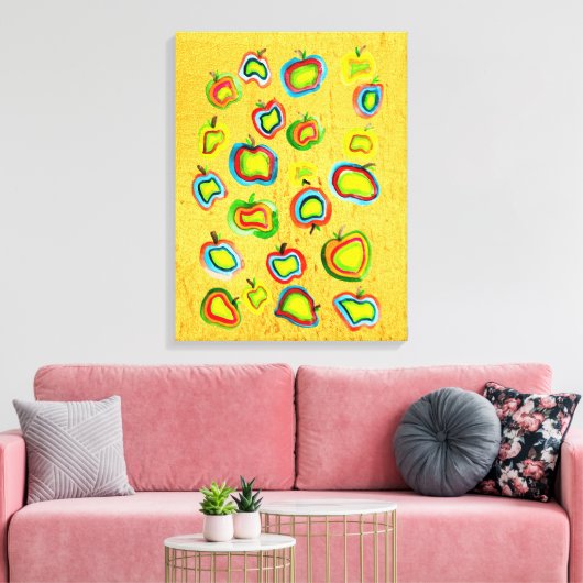 Funky Apfel Aquarellfrucht Design Leinwanddruck (Insitu (Wohnzimmer))