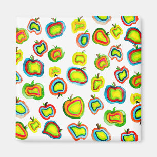 Funky Apfel Aquarellfrucht Design Magnet
