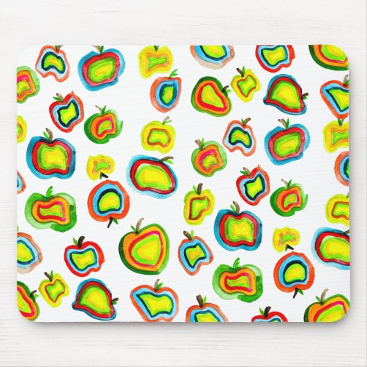 Funky Apfel Aquarellfrucht Design Mousepad (Vorne)