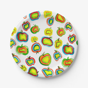 Funky Apfel Aquarellfrucht Design Pappteller