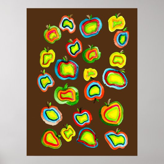 Funky Apfel Aquarellfrucht Design Poster (Vorne)