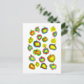 Funky Apfel Aquarellfrucht Design Postkarte (Stehend Vorderseite)