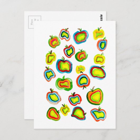 Funky Apfel Aquarellfrucht Design Postkarte (Vorne/Hinten)