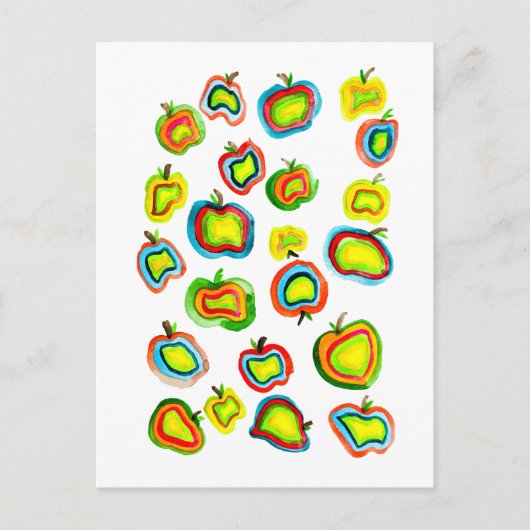 Funky Apfel Aquarellfrucht Design Postkarte (Vorderseite)