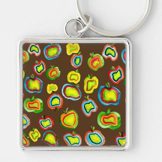 Funky Apfel Aquarellfrucht Design Schlüsselanhänger (Vorne)