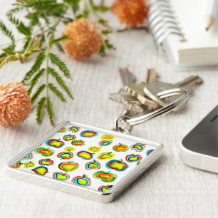 Funky Apfel Aquarellfrucht Design Schlüsselanhänger