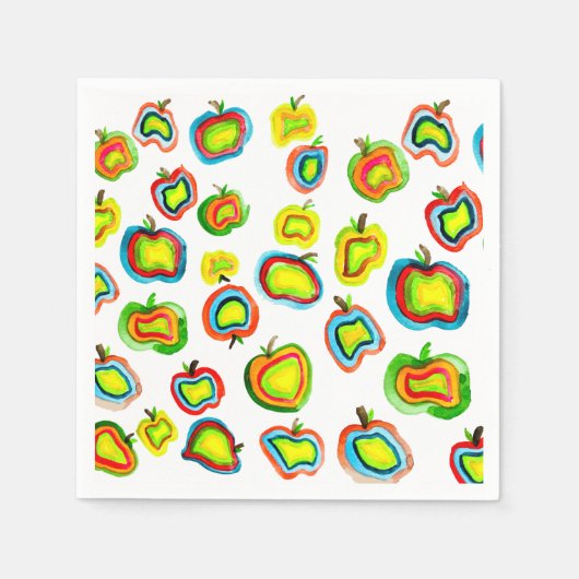 Funky Apfel Aquarellfrucht Design Serviette (Vorderseite)