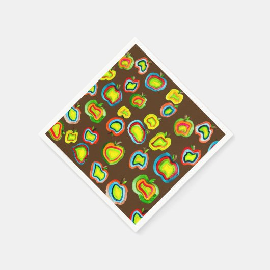 Funky Apfel Aquarellfrucht Design Serviette (Ecke)