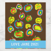 Funky Apfel Aquarellfrucht Design Weinetikett (Einzelnes Label)