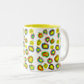 Funky Apfel Aquarellfrucht Design Zweifarbige Tasse (VorderseiteRechts)