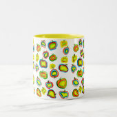 Funky Apfel Aquarellfrucht Design Zweifarbige Tasse (Mittel)