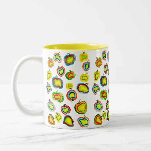 Funky Apfel Aquarellfrucht Design Zweifarbige Tasse (Links)