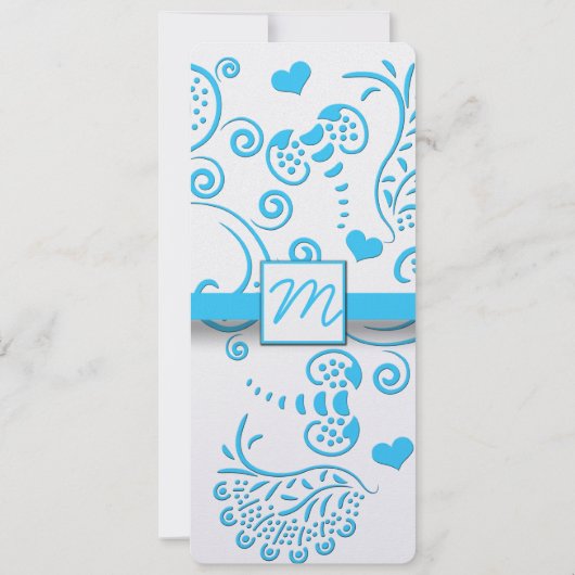 Funky Aqua Blue Butterfly oder Bumble Bee Wedding Einladung (Rückseite)