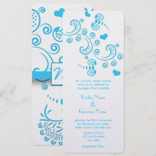 Funky Aqua Blue Butterfly oder Bumble Bee Wedding Einladung