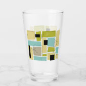 Funky Aqua Blue Yellow Rectangle Mitte Jahrhundert Glas (Rückseite)