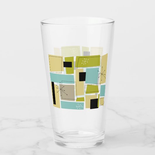 Funky Aqua Blue Yellow Rectangle Mitte Jahrhundert Glas (Rückseite)