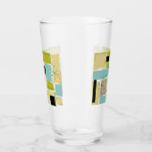 Funky Aqua Blue Yellow Rectangle Mitte Jahrhundert Glas (Links)