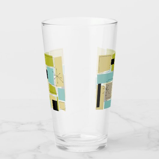 Funky Aqua Blue Yellow Rectangle Mitte Jahrhundert Glas (Rechts)