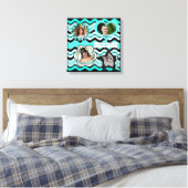 Funky Aqua, Schwarz, Weiße Foto Wand hängend Leinwanddruck (Insitu (Schlafzimmer))