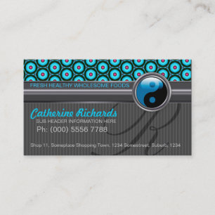 Funky Aqua Silver Design Style Café Business Card Visitenkarte