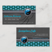 Funky Aqua Silver Design Style Café Business Cards Visitenkarte (Vorne/Hinten)