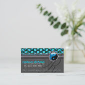 Funky Aqua Silver Design Style Café Business Cards Visitenkarte (Stehend Vorderseite)
