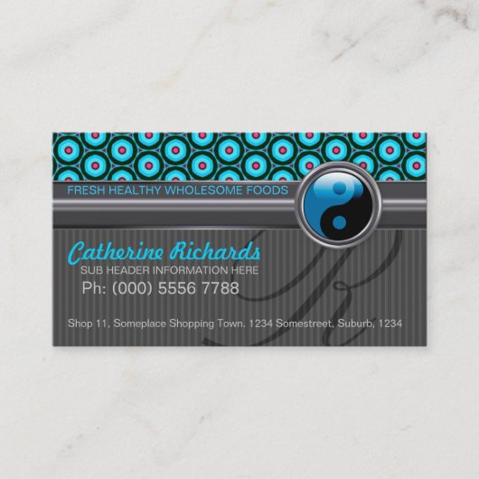 Funky Aqua Silver Design Style Café Business Cards Visitenkarte (Vorderseite)