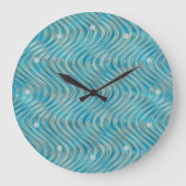 Funky Aqua Türkis Blaue Kurven Kunst, Dichtung und Große Wanduhr (Vorderseite)