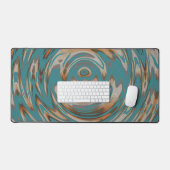 Funky Aquamarin Blue Green Rust Orange Spiral Must Schreibtischunterlage (Tastatur & Maus)