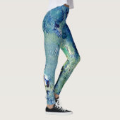 Funky Aquamarine Abstrakte Art Leggings (Rechts)