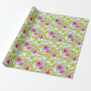 Funky Art Nouveau Aquarell Blumenmuster Geschenkpapier
