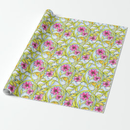 Funky Art Nouveau Watercolor Floral Pattern Geschenkpapier