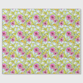 Funky Art Nouveau Watercolor Floral Pattern Geschenkpapier (Flach)