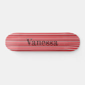 Funky Asymmetric Modern Vibrant Red Stripes Name Skateboard (Horizontal)