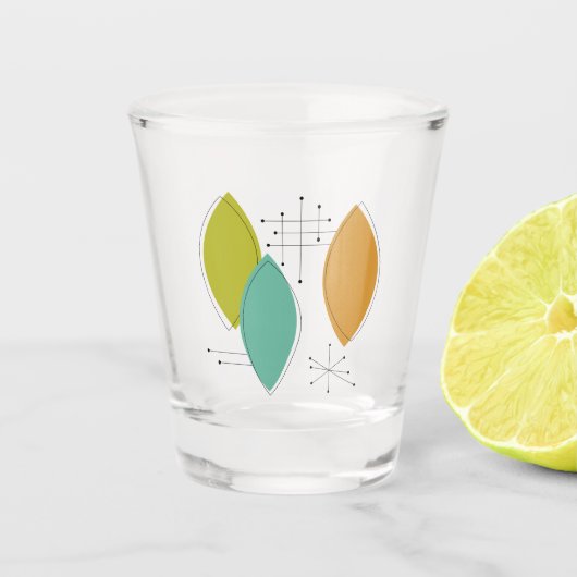 Funky Atomic Ära Surfboard Shapes Mitte des Jahrhu Schnapsglas (Vorderseite)