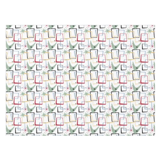 Funky Atomic Boomerangs Stars Squares Mitte des Ja Tischdecke (Vorderseite (Horizontal))
