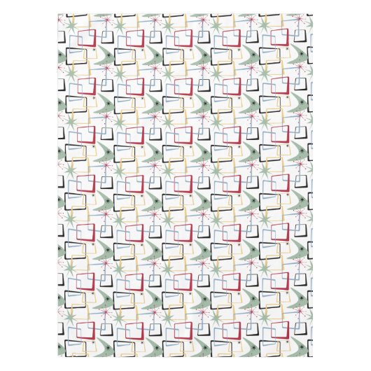 Funky Atomic Boomerangs Stars Squares Mitte des Ja Tischdecke (Vorderseite)