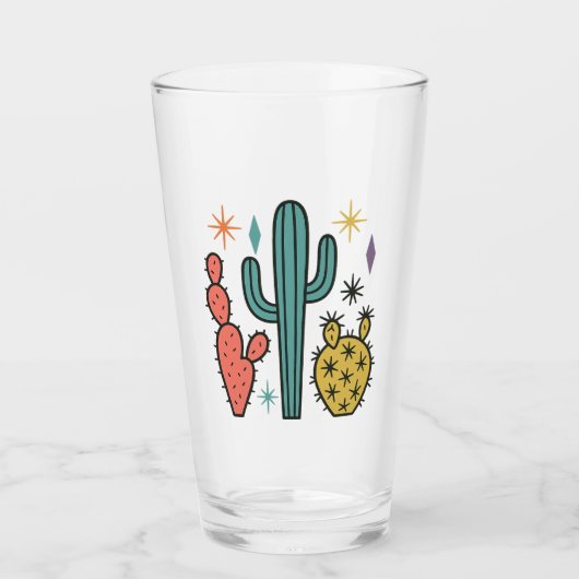Funky Atomic Cactus Glasses (Set 2) | Retro Mid Glas (Vorderseite)