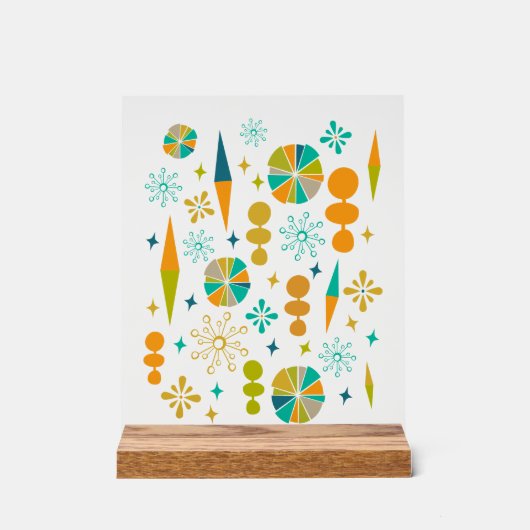 Funky Atomic Era Shapes Sternexplosion Mitte Jahrh Acrylschild (Vorderseite)