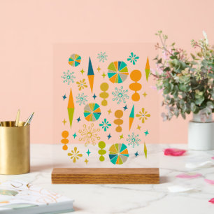 Funky Atomic Era Shapes Sternexplosion Mitte Jahrh Acrylschild