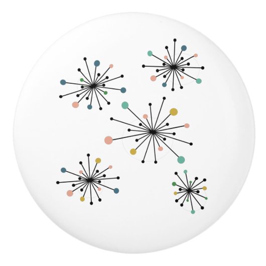Funky Atomic Sternexplosion Mitte des Jahrhunderts Keramikknauf (Vorderseite)