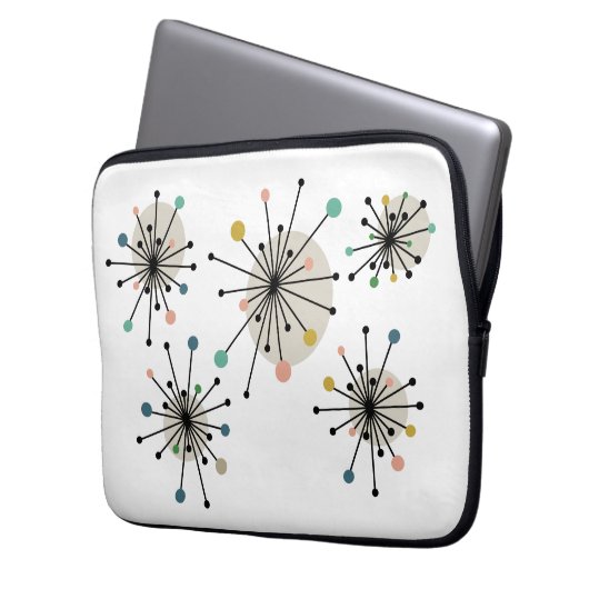 Funky Atomic Sternexplosion Mitte Jahrhundert Mode Laptopschutzhülle (Vorderseite Links)