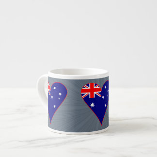 Funky Australia Heart Flag Red Border Grey Backgro Espressotasse