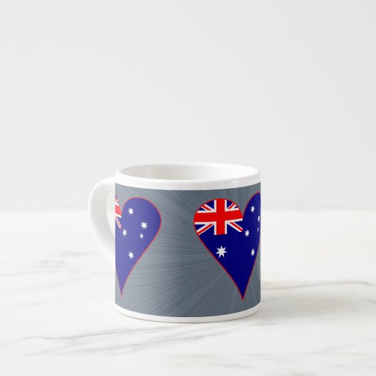 Funky Australia Heart Flag Red Border Grey Backgro Espressotasse (Vorderseite Links)