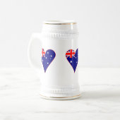 Funky Australia Herz Flag Red Border Bierglas (Vorderseite Links)