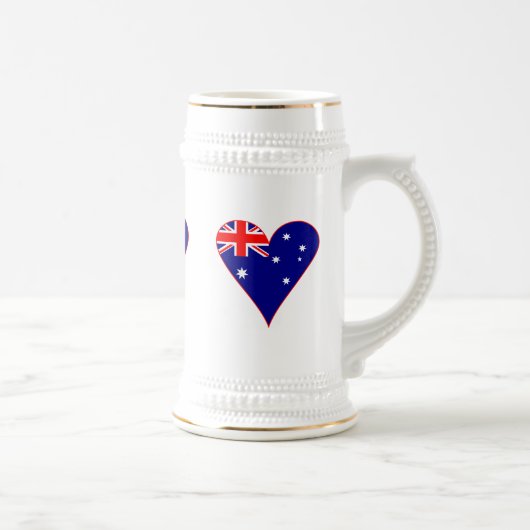 Funky Australia Herz Flag Red Border Bierglas (Rechts)