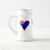 Funky Australia Herz Flag Red Border Bierglas (Links)