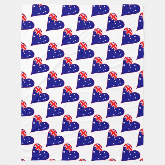 Funky Australia Herz Flag Red Border gefixt Fleecedecke (Vorderseite)